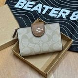 846 - Ví Coach Medium Corner Zip Wallet In Signature Canvas Light Khaki - C0082