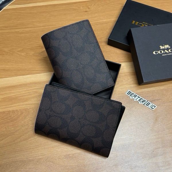 901 - Ví Coach Đựng Passport Case In Signature Canvas - F93518