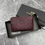 Ví Coach Corner Zip Monogram Wristlet 'Navy' & 'Burgundy' In Signature Canvas  - F2648 - CEY93 - 1159