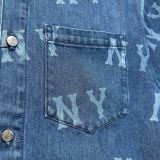 Áo Sơ Mi MLB Denim Unisex Tay Ngắn Basic Multi Mega Logo Prints - 3ADRB0243-50INS - 1350