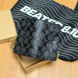 844 -  Ví Coach Medium Corner Zip Wallet In Signature Canvas Black - C0082