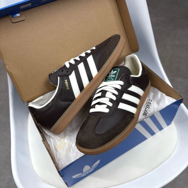 Giày Adidas Samba OG Dark Brown Off White Gum - JR0891 - 1114