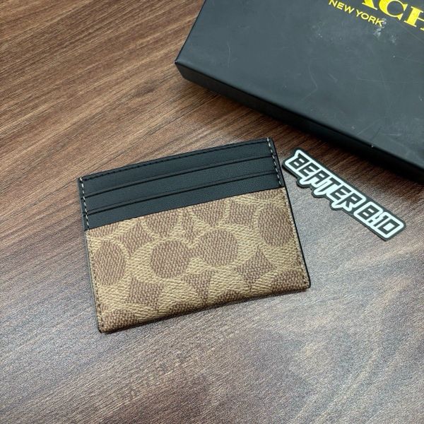 948 - Ví Coach Slim Card Case Signature Canvas Black - B2580 - 936