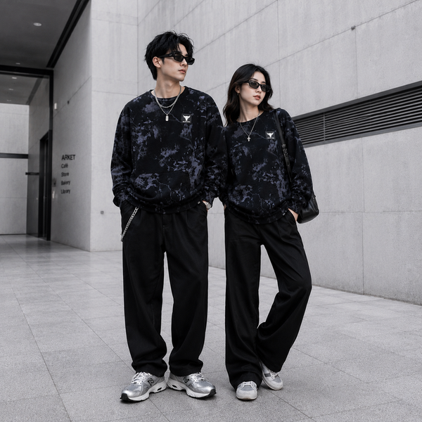 Áo Sweater Under Armour Project Rock Rival Fleece Disrupt Printed Crew Sweatshirt 'Black Grey' - 1373566-001 - 1274