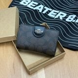 847 - Ví Coach Medium Corner Zip Wallet In Signature Canvas Dark Brown - C0082