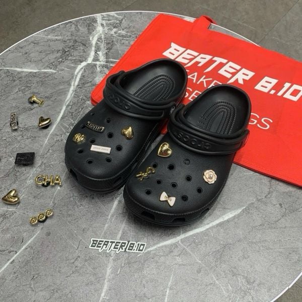 418 - Dép Sandal Clog Unisex Crocs Classic (Black/ White/ Bone/ Blue)