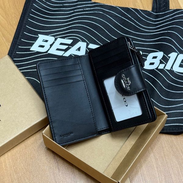 844 -  Ví Coach Medium Corner Zip Wallet In Signature Canvas Black - C0082