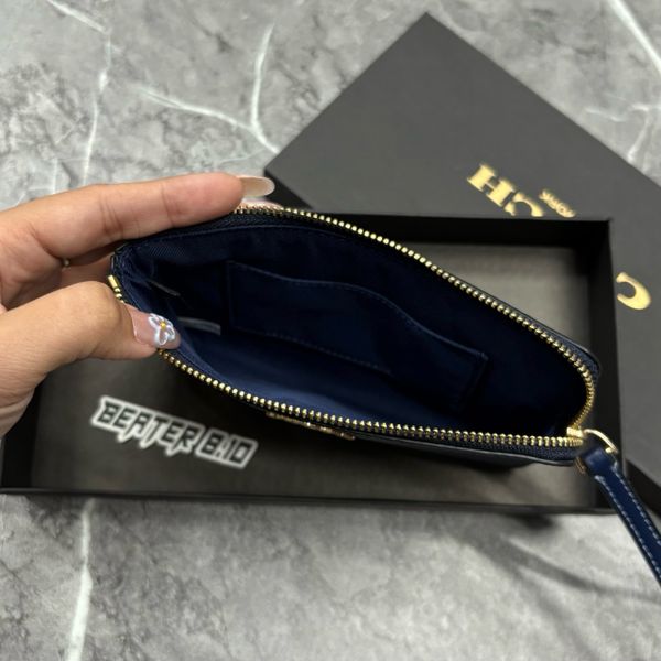 Ví Coach Corner Zip Monogram Wristlet 'Navy' & 'Burgundy' In Signature Canvas  - F2648 - CEY93 - 1159