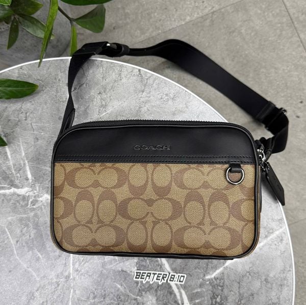 830 - Túi Đeo Chéo COACH Graham Crossbody Signature Canvas Khaki - C4149