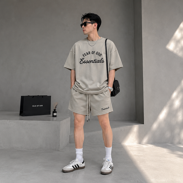 Áo Fear of God Essentials Campus 90's Short Sleeve Tee Smoke Gray - 125SU225021FW - 1313