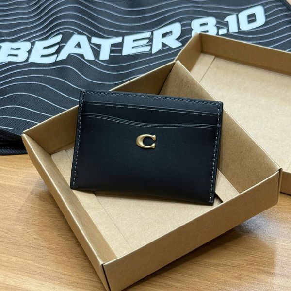 862 - Ví Coach Card Case Canvas Da Trơn Dáng Gập Đứng Logo C - CM435