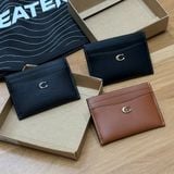 862 - Ví Coach Card Case Canvas Da Trơn Dáng Gập Đứng Logo C - CM435
