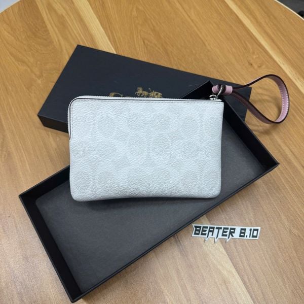 883 - Ví Coach 'Sand Pink' Corner Zip Monogram Wristlet In Signature Canvas - D2592 - CAQ75