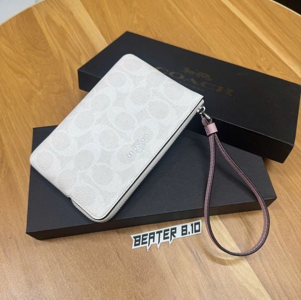 883 - Ví Coach 'Sand Pink' Corner Zip Monogram Wristlet In Signature Canvas - D2592 - CAQ75