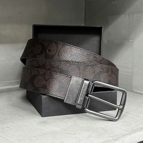 907 - Dây Thắt Lưng Da Nam COACH 38mm Khoá Đảo Chiều Màu Nâu - CW351 QBXAM