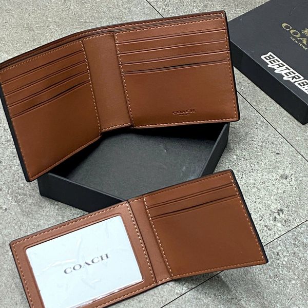 959 - Ví Coach da Nam 3 In 1 Rainbow Signature Canvas Dáng Gập Vuông, Kèm Card Holder - C9863