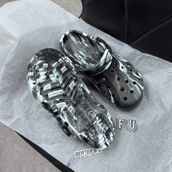 Dép Crocs Baya Lined Marbled Clog 'Black White' - 208333-0C4 - 1067