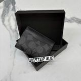 856 - Ví Coach Slim Card Case Canvas Dáng Gập Đứng, Card Holder MAGNETIC - 91660