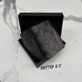 856 - Ví Coach Slim Card Case Canvas Dáng Gập Đứng, Card Holder MAGNETIC - 91660