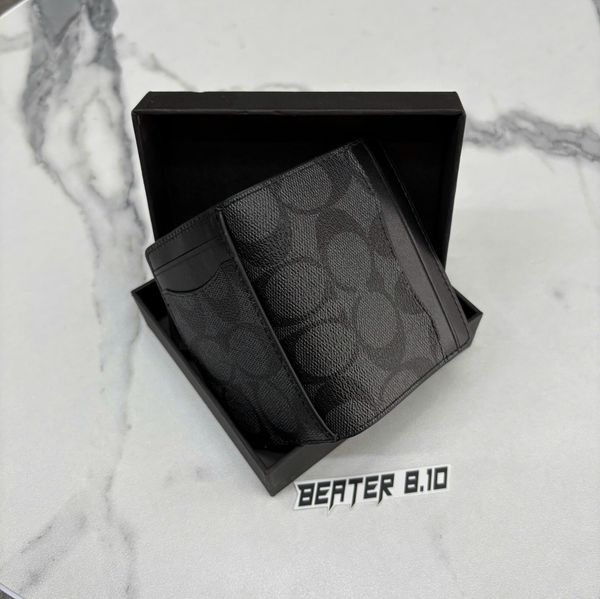 856 - Ví Coach Slim Card Case Canvas Dáng Gập Đứng, Card Holder MAGNETIC - 91660