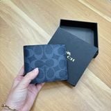 163 - Ví Coach da Nam 3 In 1 Canvas Dáng Gập Vuông, Kèm Card Holder