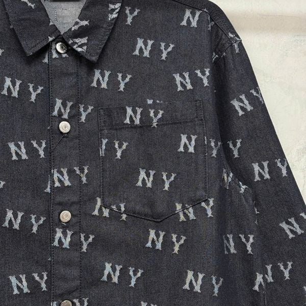 Áo Sơ Mi MLB Denim Unisex Classic Monogram Jacquard - 3ADRM0141-50NYD - 1352