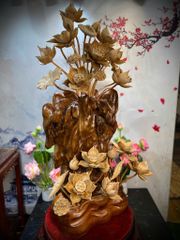 Bình Hoa Sen Gỗ - Gỗ Ngọc Am  - Sen Lũa Mẫu 6