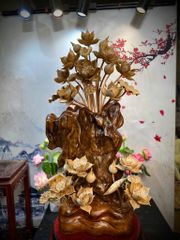 Bình Hoa Sen Gỗ - Gỗ Ngọc Am  - Sen Lũa Mẫu 6