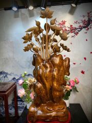 Bình Hoa Sen Gỗ - Gỗ Ngọc Am  - Sen Lũa Mẫu 6