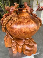 Tượng Phong Thuỷ - Bình nu sóc Cao 48cm, ngang 40cm, sâu 32cm -  Gỗ Nu hương