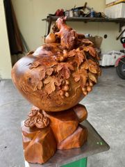 Tượng Phong Thuỷ - Bình nu sóc Cao 48cm, ngang 40cm, sâu 32cm -  Gỗ Nu hương