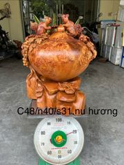 Tượng Phong Thuỷ - Bình nu sóc Cao 48cm, ngang 40cm, sâu 32cm -  Gỗ Nu hương