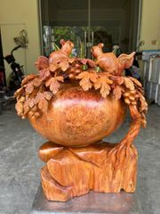 Tượng Phong Thuỷ - Bình nu sóc Cao 48cm, ngang 40cm, sâu 32cm -  Gỗ Nu hương