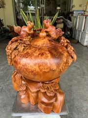 Tượng Phong Thuỷ - Bình nu sóc Cao 48cm, ngang 40cm, sâu 32cm -  Gỗ Nu hương
