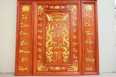 Bộ Tranh Cửu Huyền Thất Tổ Gỗ Hương Đỏ - Kích Thước 139x175 Chữ Việt