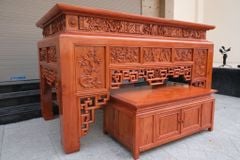 Bàn Thờ Đứng Gỗ Hương Đá - Kích Thước 197x107x117cm Giả Osa + Tủ Cơm