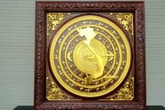 Tranh Trống Đồng - Khung Vuông - Kích Thước 81x81Cm Gỗ Gõ Đỏ