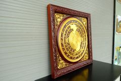 Tranh Trống Đồng - Khung Vuông - Kích Thước 81x81Cm Gỗ Gõ Đỏ