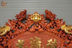 Cuốn Thư Câu Đối Gỗ Hương Đỏ- Kích Thước 197 Dát Vàng 18k