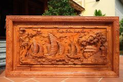 Tranh Gỗ Thuận Buồm Xuôi Gió- Gỗ Hương Đá- Kích Thước 217X107x9