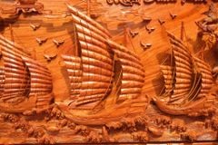 Tranh Gỗ Thuận Buồm Xuôi Gió- Gỗ Hương Đá- Kích Thước 217X107x9