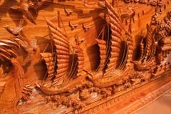 Tranh Gỗ Thuận Buồm Xuôi Gió- Gỗ Hương Đá- Kích Thước 217X107x9