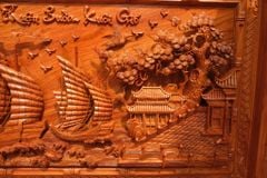 Tranh Gỗ Thuận Buồm Xuôi Gió- Gỗ Hương Đá- Kích Thước 217X107x9