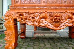 Bàn Thờ - Án Gian Đứng Gỗ Hương Đá - Đục Hổ Phù Kích Thước 197