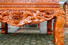 Bàn Thờ - Án Gian Đứng Gỗ Hương Đá - Đục Hổ Phù Kích Thước 197