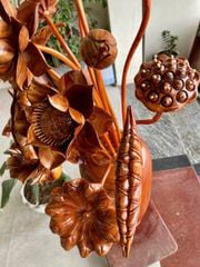 Bình Hoa Sen Gỗ- Hoa Sen Gỗ Sưa, Bình Gỗ Cẩm Padosa 17 Cành( Bình )