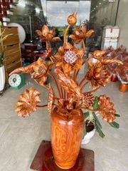 Bình Hoa Sen Gỗ- Hoa Sen Gỗ Sưa, Bình Gỗ Cẩm Padosa 17 Cành( Bình )