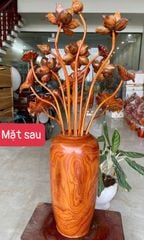 Bình Hoa Sen Gỗ- Hoa Sen Gỗ Sưa, Bình Gỗ Cẩm Padosa 17 Cành( Bình )