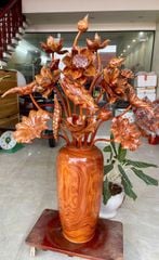 Bình Hoa Sen Gỗ- Hoa Sen Gỗ Sưa, Bình Gỗ Cẩm Padosa 17 Cành( Bình )