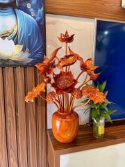 Bình Hoa Sen Gỗ Hương Đỏ 15 Cành (Bình)
